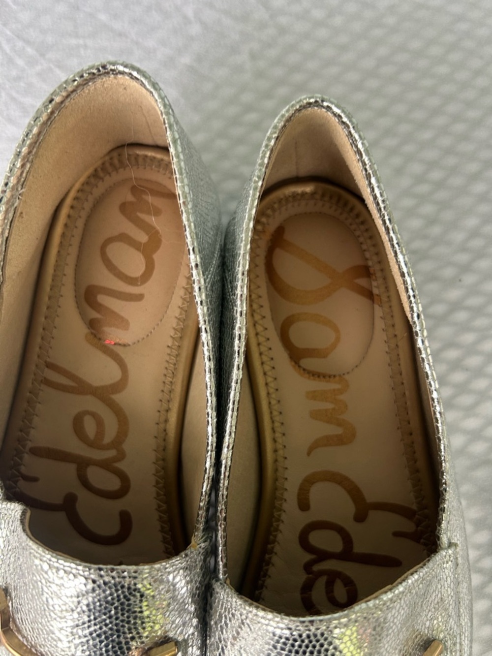 Sam Edelman Loraine Bit Shiny Soft Silver Metallic Womens Slip On Loafers Flats - Picture 4 of 11